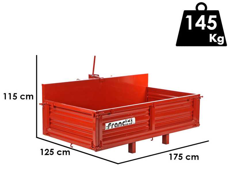 Francini P 170 - Heckcontainer f&uuml;r Traktor - Kippbar - 3 &ouml;ffenbare Heckklappen