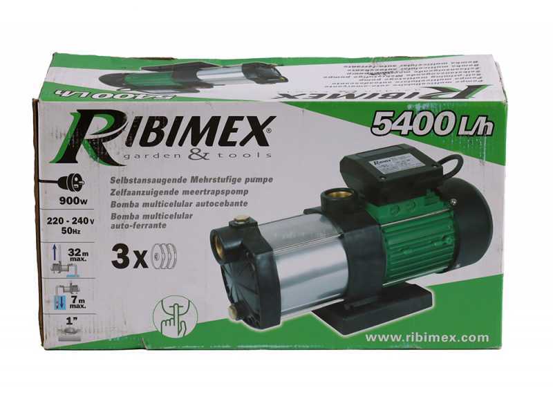 Ribimex PRMCA3P - Elektrische selbstansaugende Gartenpumpe - 3 Turbinen - 900 W