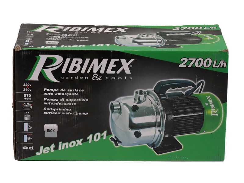 Ribimex PRGJET101I Jet Inox - Elektrische selbstsaugende Gartenpumpe - 970 W