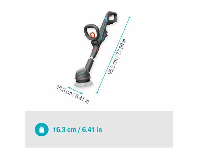 Gardena AquaBrush Compact 02/18V - Batteriebetriebener Oberfl&auml;chenb&uuml;rste - OHNE BATTERIE UND LADEGER&Auml;T