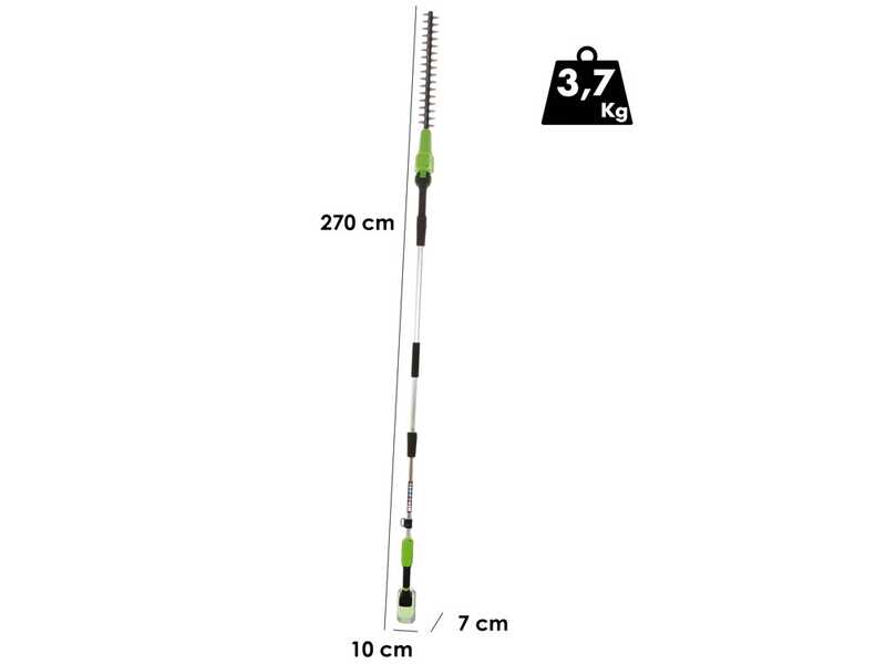 Greenworks G48PHTII - Akku-Heckenschere auf Verl&auml;ngerungsschaft - SOLO - ohne Akku und Ladeger&auml;t