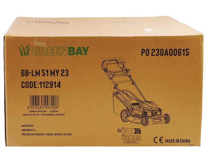 Rasenm&auml;her mit Radantrieb 4 in 1 GreenBay GB-LM 51 -  Verbrennungsmotor 196ccm