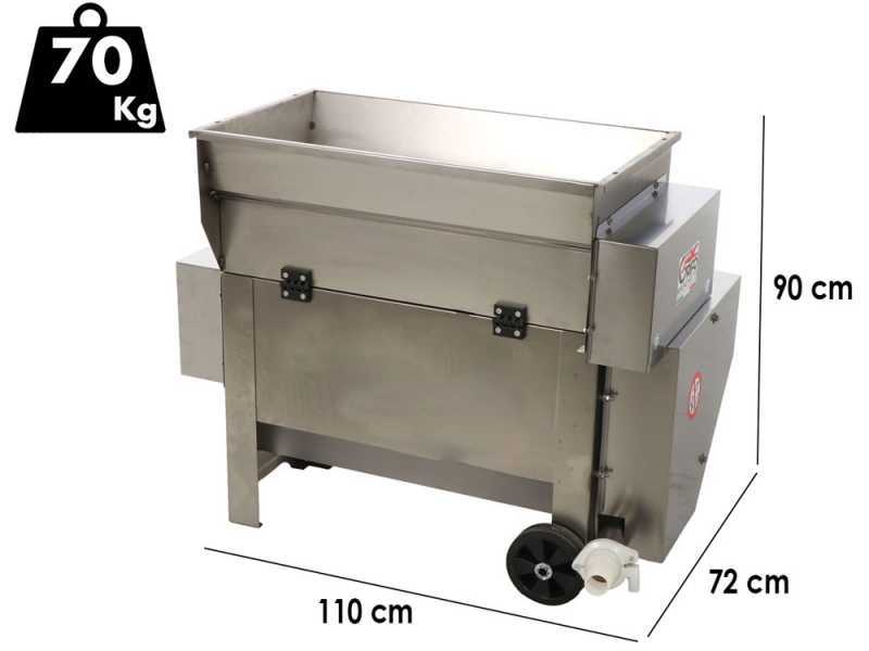 Grifo DVEP20IR - Elektrische Abbeermaschine aus Edelstahl mit Pumpe und Walzen - mit Schutzvorrichtungen