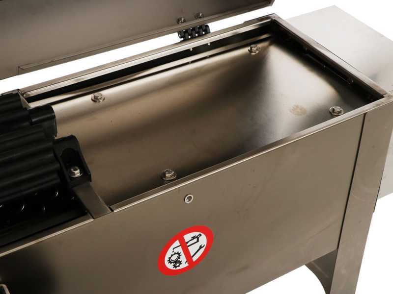Grifo DVEP20IR - Elektrische Abbeermaschine aus Edelstahl mit Pumpe und Walzen - mit Schutzvorrichtungen