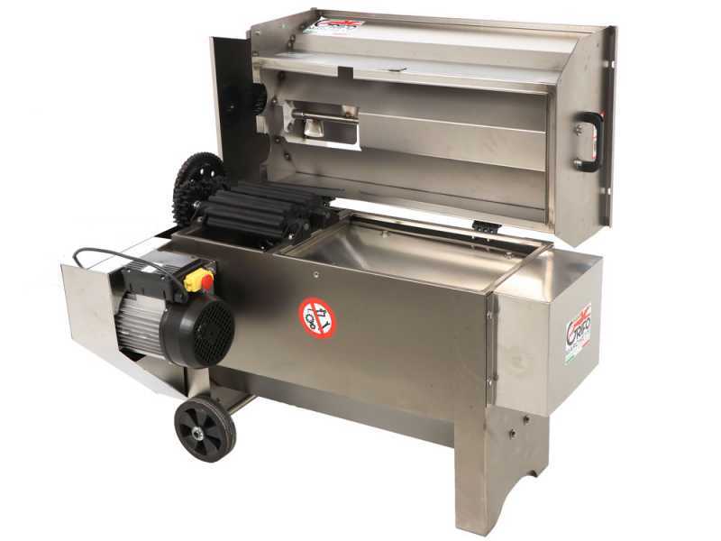 Grifo DVEP20IR - Elektrische Abbeermaschine aus Edelstahl mit Pumpe und Walzen - mit Schutzvorrichtungen