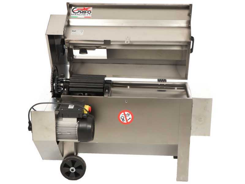 Grifo DVEP20IR - Elektrische Abbeermaschine aus Edelstahl mit Pumpe und Walzen - mit Schutzvorrichtungen