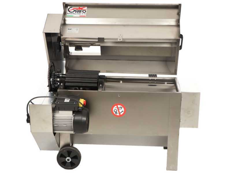 Grifo DVEP20IR - Elektrische Abbeermaschine aus Edelstahl mit Pumpe und Walzen - mit Schutzvorrichtungen