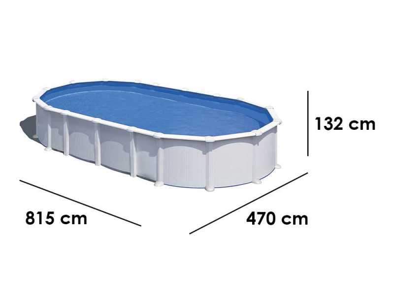 Gre Haiti Oval 800x470x132cm - Oberirdischer Stahlpool - Mit unterirdischen St&auml;ben