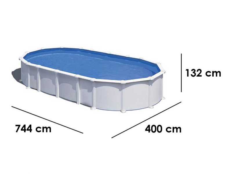 Gre Haiti Oval 730x375x132cm - Oberirdischer Stahlpool - mit unterirdischen St&auml;ben