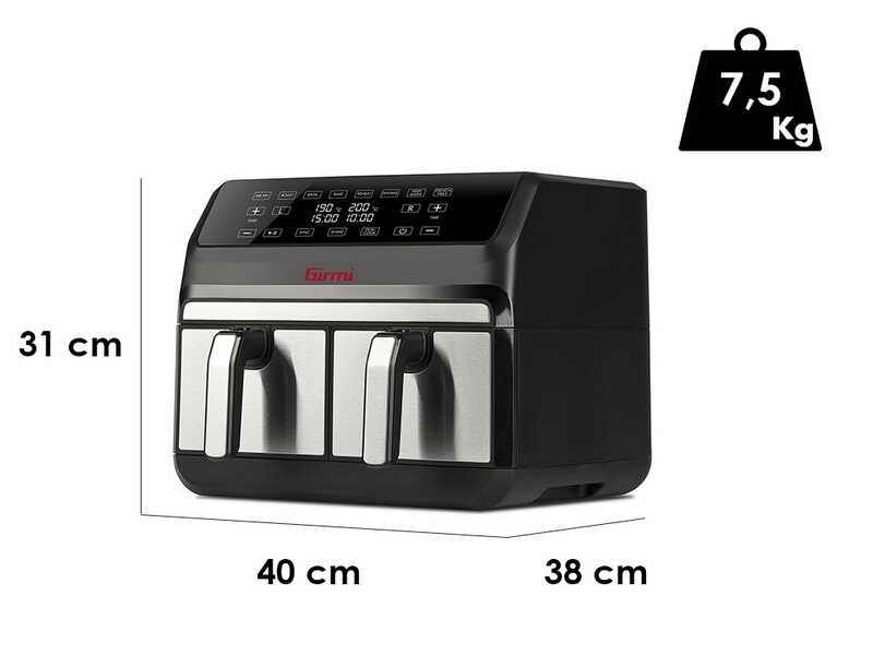 Girmi FG22 Ecofrit Bis -Hei&szlig;luftfritteuse mit Doppelkorb und digitaler Anzeige