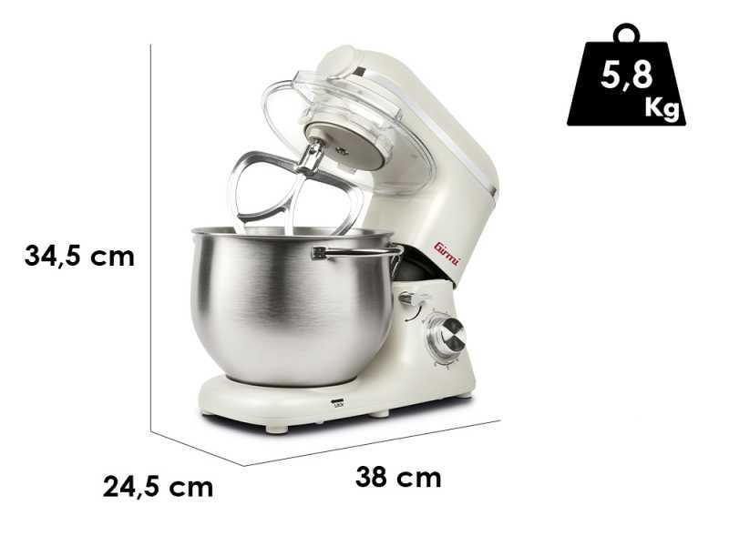 Girmi Gastronomo Plus IM5001- Knetmaschine - Edelstahlbeh&auml;lter 8 l