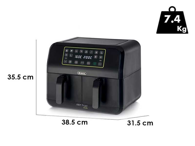 Ariete 4623 Airy Fryer Dual - Hei&szlig;luftfritteuse mit Doppelkorb und digitaler Anzeige