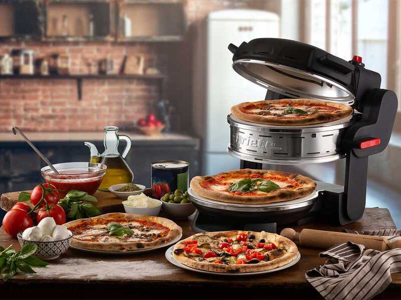 Ariete Pizzeria Nero 0927/01 - Pizzaofen f&uuml;r 2 Pizzen - Schamottstein