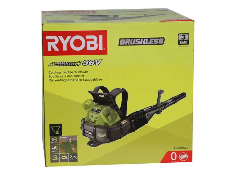Ryobi RY36BPXB-0 - R&uuml;ckentragbarer Benzin-Laubbl&auml;ser - SOLO - ohne Akku und Ladeger&auml;t