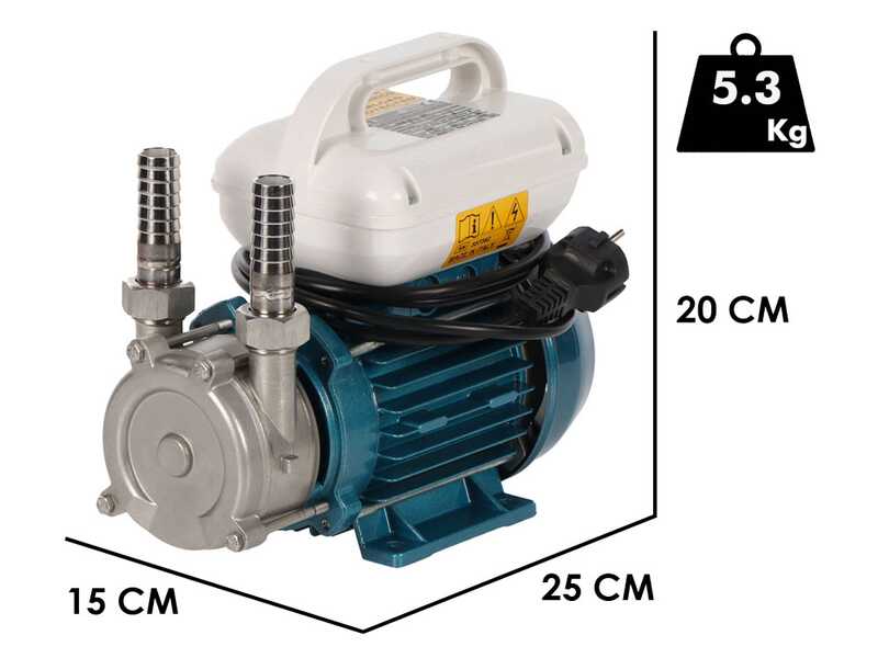 Tellarini ALM 20-SR &ndash; Elektrische Umf&uuml;llpumpe f&uuml;r &Ouml;l aus Edelstahl &ndash; Gerade Edelstahlanschl&uuml;sse &ndash; Einphasig &ndash; 230 V &ndash; W&auml;hlen Sie Ihre Anschl&uuml;sse!