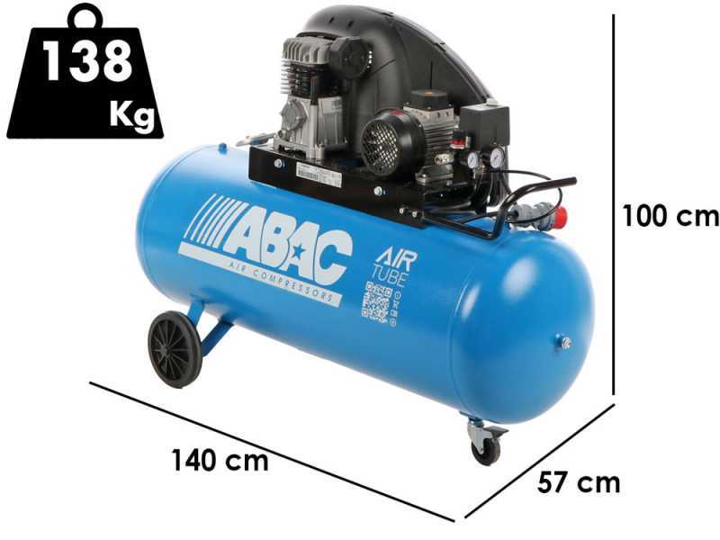 ABAC EXT A29B 200 CT3 - Dreiphasiger elektrischer Luftkompressor mit Riemenantrieb - Motor 3 PS - 200 Liter