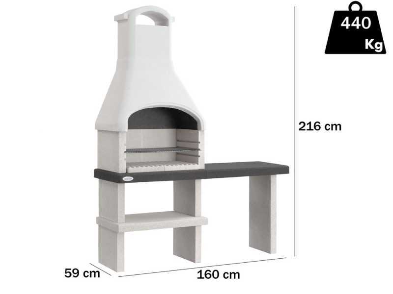 Palazzetti Orlando - Grillkamin aus Beton f&uuml;r Holz und Holzkohle - mit Beistelltisch