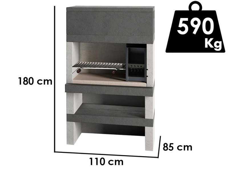 Edilmark KUBO - Grillkamin f&uuml;r Holz und Holzbackofen - Feuerstelle rechts