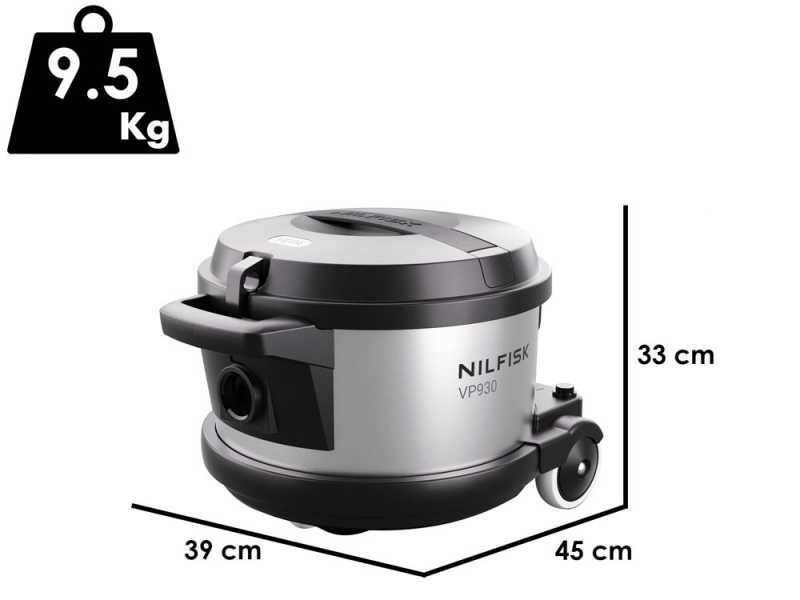 Nilfisk VP 930 Eco Pro Hepa EU - Professioneller Staubsauger - 15 Liter Beh&auml;lter aus Stahl - 400W