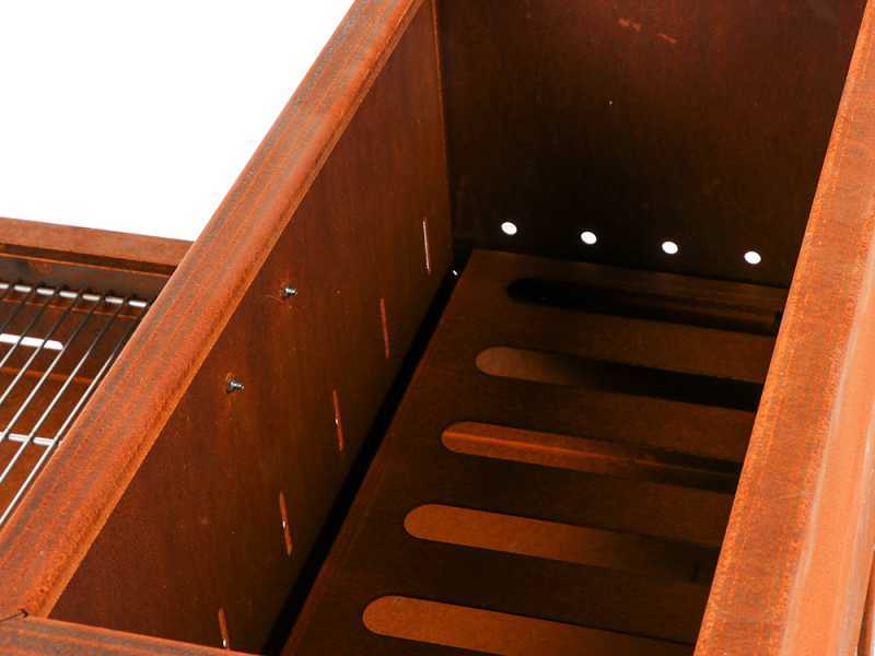 Holz- und Kohlegrill Super Flipper aus Cortenstahl