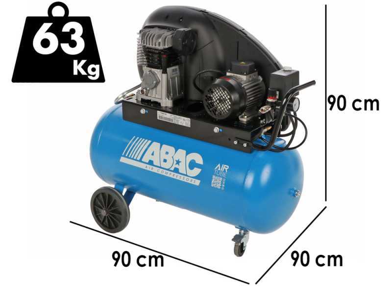 ABAC EXT A29B 90 CT3 &ndash; Drehstrombetriebener Elektroluftkompressor mit Riemenantrieb &ndash; 3-PS-Motor &ndash; 90 Liter