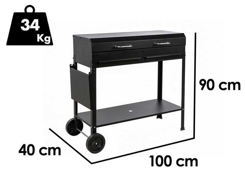 Seven Italy Polifemo Big - Holzkohlegrill aus schwerem Eisen - 2x 47,5x37cm