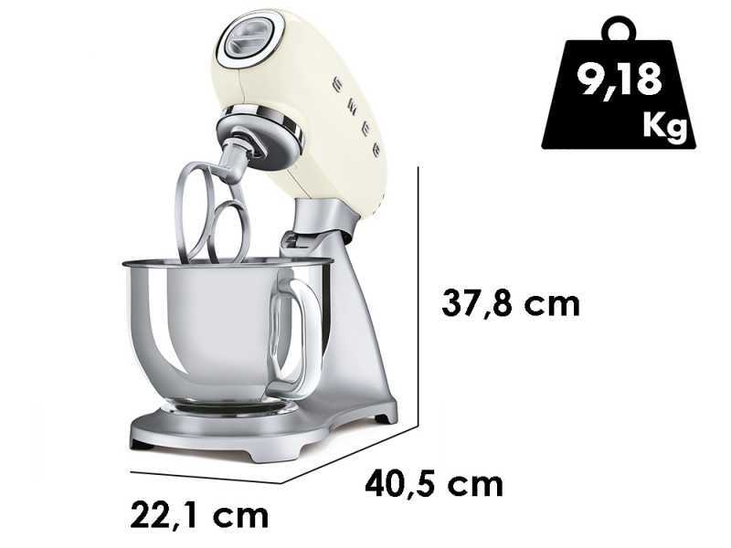 Smeg SMF02CREU Creme/Beige - Planetenkneter - Edelstahlsch&uuml;ssel  4,8 Liter