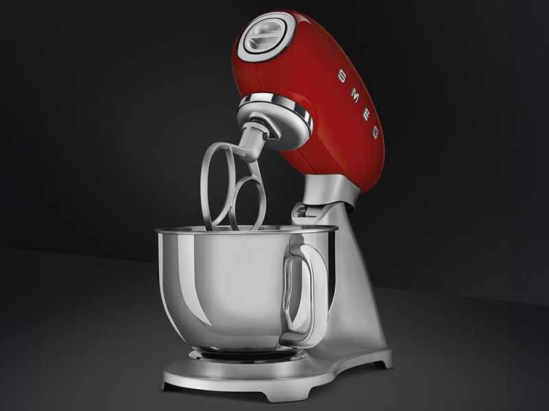 Smeg SMF02RDEU Rot - Planetenkneter - Edelstahlsch&uuml;ssel 4,8 Liter