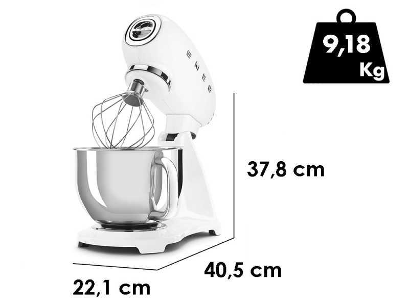 Smeg Full Color wei&szlig; - K&uuml;chenmaschine  - Edelstahlsch&uuml;ssel 4,8 Liter