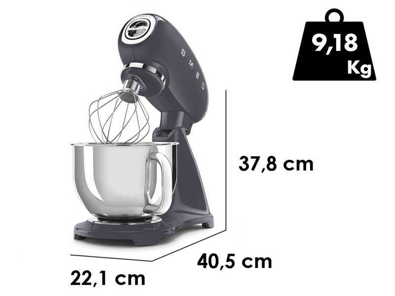 Smeg Full Color Schiefergrau - K&uuml;chenmaschine - Sch&uuml;ssel 4,8 Liter