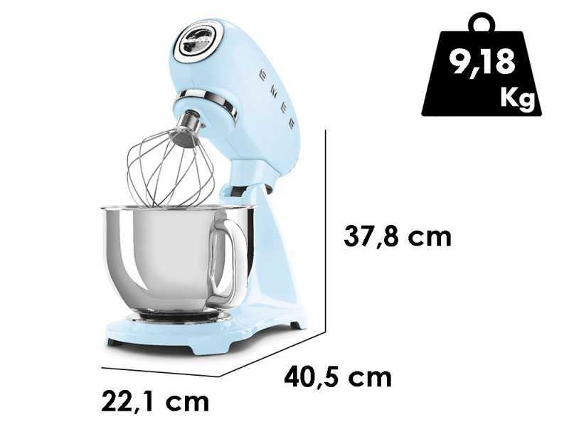 SMEG Full Color Pastellblau - K&uuml;chenmaschine - Edelstahlsch&uuml;ssel 4,8 Liter