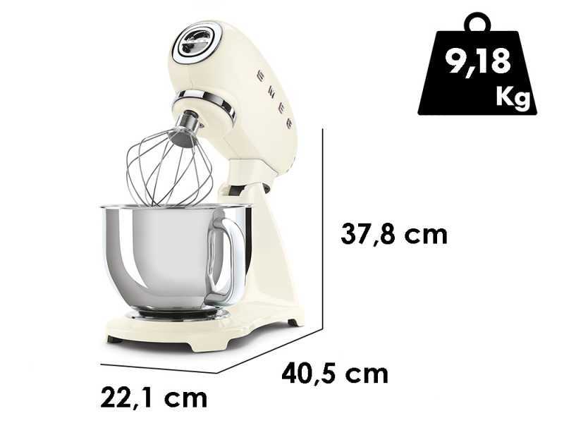 SMEG Full Color Creme - K&uuml;chenmaschine - Edelstahlsch&uuml;ssel 4,8 Liter