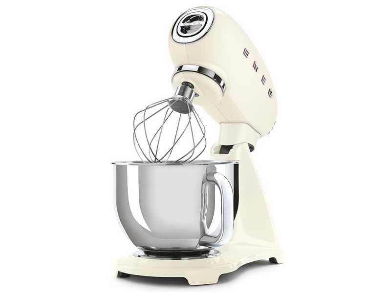 SMEG Full Color Creme - K&uuml;chenmaschine - Edelstahlsch&uuml;ssel 4,8 Liter