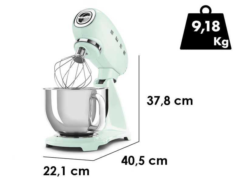 Smeg Full Color Pastellgr&uuml;n - K&uuml;chenmaschine - Edelstahlsch&uuml;ssel 4,8 Liter