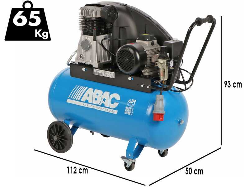 ABAC EXP A49B 90 CT3 &ndash; Drehstrombetriebener Elektroluftkompressor mit Riemenantrieb &ndash; 3-PS-Motor &ndash; 90 Liter