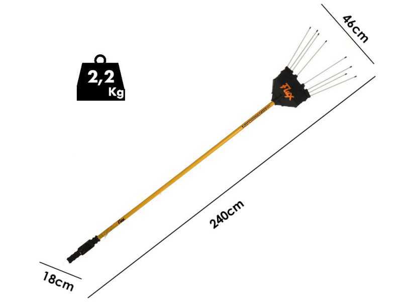 Oliviero Flex PPF Fisso - Olivenr&uuml;ttler mit Lithiumbatterie - Aluminiumschaft - 240 cm