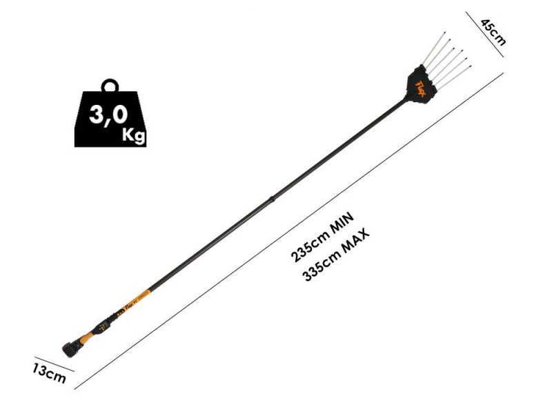 Oliviero Flex PCT Premium Cordless - Batteriebetriebener Olivenr&uuml;ttler - Schaft aus Karbonium- 235-335cm - 2x 21.6V 4.5Ah