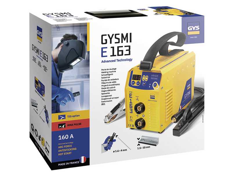 GYS Gysmi E163 - Inverter Schwei&szlig;ger&auml;t (MMA, TIG Lift) - Gleichstrom (DC) - Koffer
