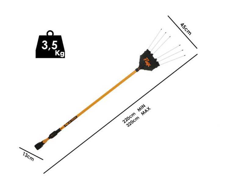 Oliviero Flex BCT Domestic Cordless - Lithium-Akku-Olivenr&uuml;ttler - Aluminiumschaft- 220-320cm - 14.4V 7.5Ah