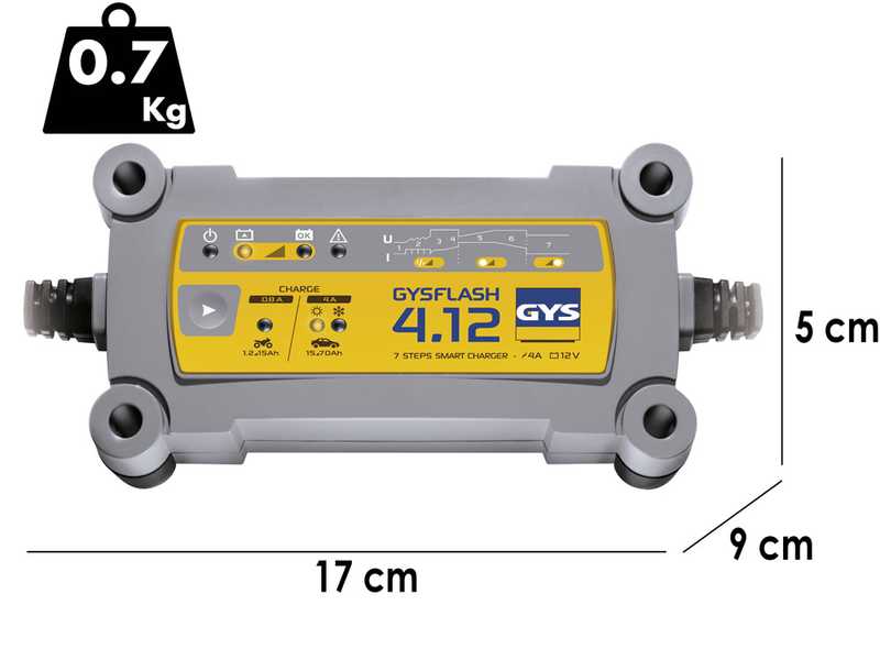 GYS Flash 4.12 - automatisches Ladeger&auml;t und Erhaltungsladeger&auml;t - Batterien 12V da 1.2 a 90 Ah