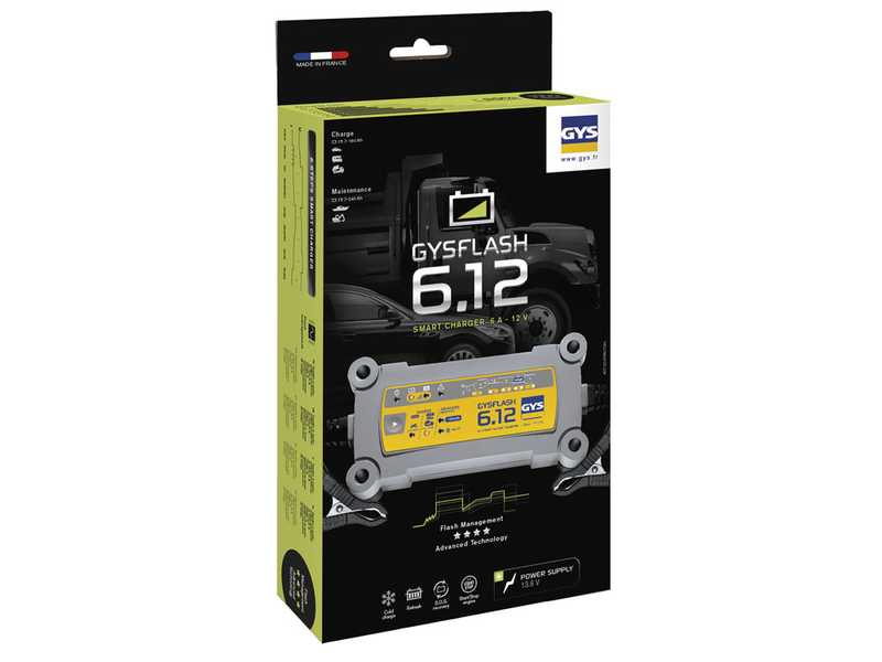 GYS Flash 6.12 - automatisches Ladeger&auml;t und Erhaltungsladeger&auml;t - Batterien 12V von 1.2 bis 125 Ah