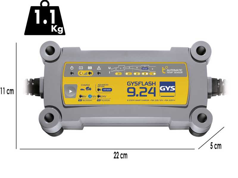 GYS Flash 9.24 - automatisches Ladeger&auml;t und Erhaltungsladeger&auml;t - Batterien 6 - 12 - 24 V