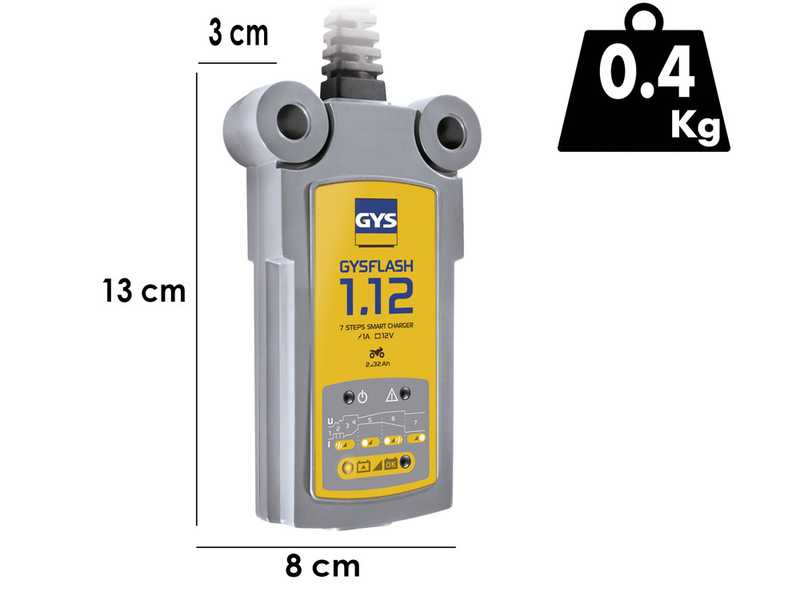 GYS Flash 1.12 - automatisches Ladeger&auml;t und Erhaltungsladeger&auml;t - Batterien 12V von 1.2 bis 32 Ah