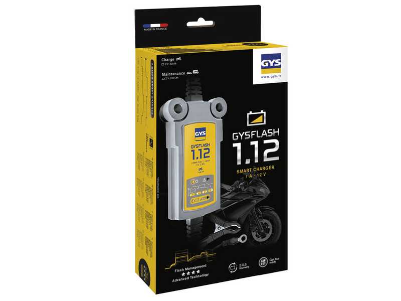 GYS Flash 1.12 - automatisches Ladeger&auml;t und Erhaltungsladeger&auml;t - Batterien 12V von 1.2 bis 32 Ah