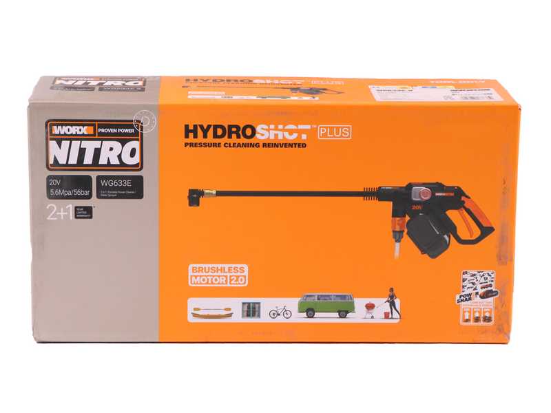 Worx Nitro HydroShot WG633E - Akku-Hochdruckreinigerpistole - 20V/4Ah