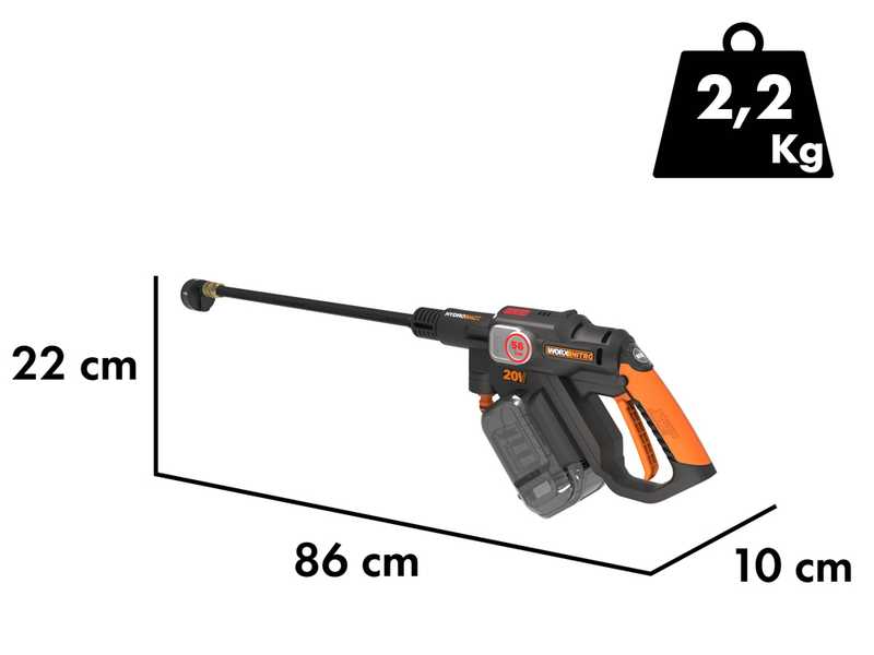 Worx Nitro HydroShot WG633E - Akku-Hochdruckreinigerpistole - 20V/4Ah