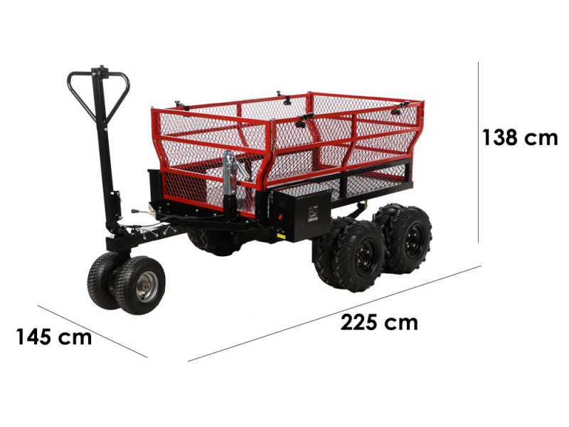 GeoTech-Pro E-Truck 600 - Batteriebetriebene Schubkarre mit Anh&auml;nger - Akku 48V 15Ah