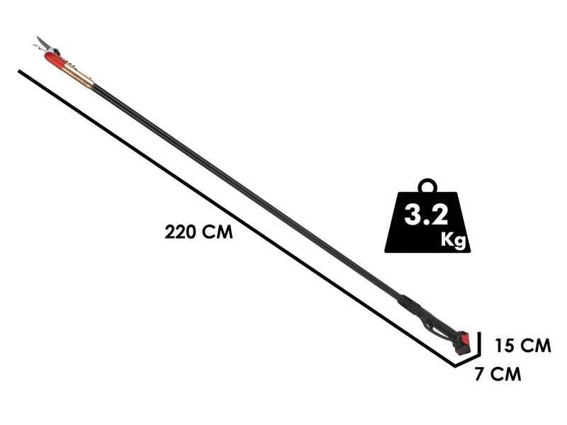 Blue Bird HPS 22-220 - Elektrische Astschere auf 220 cm Verl&auml;ngerungsstange - 21.6V 2.5Ah