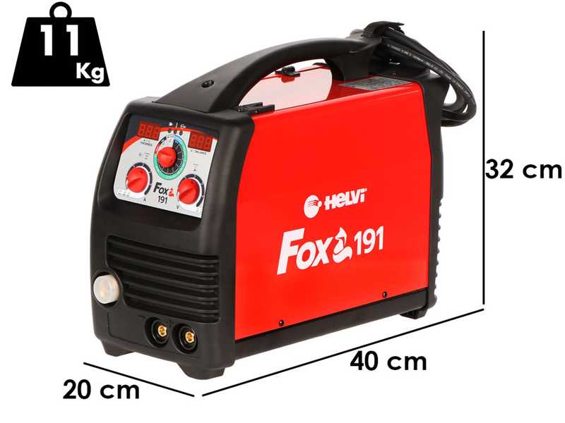 HELVI Fox 191 - Mikroprozessorgesteuertes, Multifunktions-Inverter-Schwei&szlig;ger&auml;t- MIG-MAG/MMA/TIG - DC