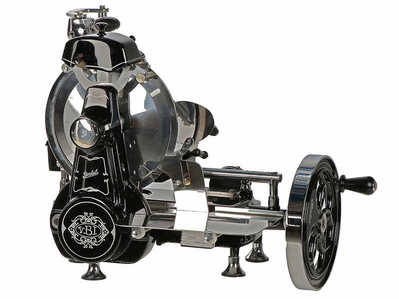 BERKEL B2 schwarz - Aufschnittmaschine mit Schwungrad- mit Sockel - Messer 265 mm aus verchromtem Stahl